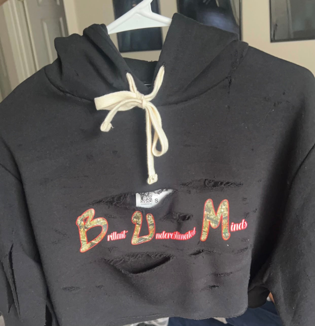 Ladies Cropped/Distressed Hoodie