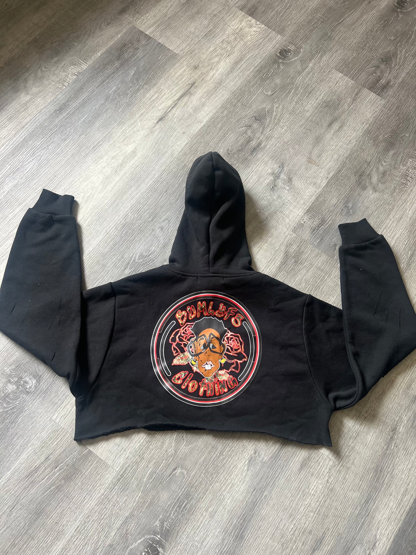 Ladies Cropped/Distressed Hoodie