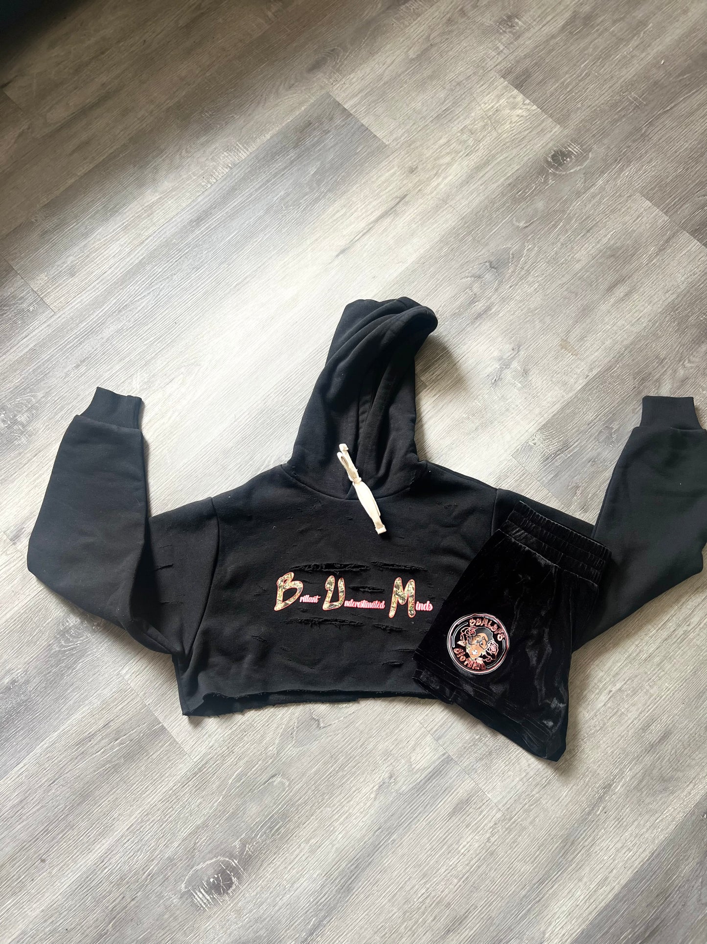 Ladies Cropped/Distressed Hoodie