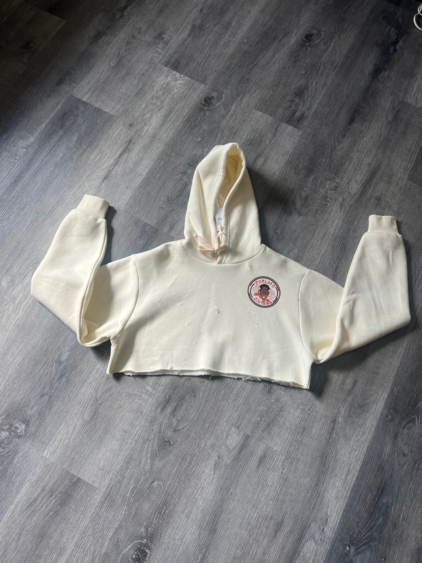 Ladies Cropped/Distressed Hoodie