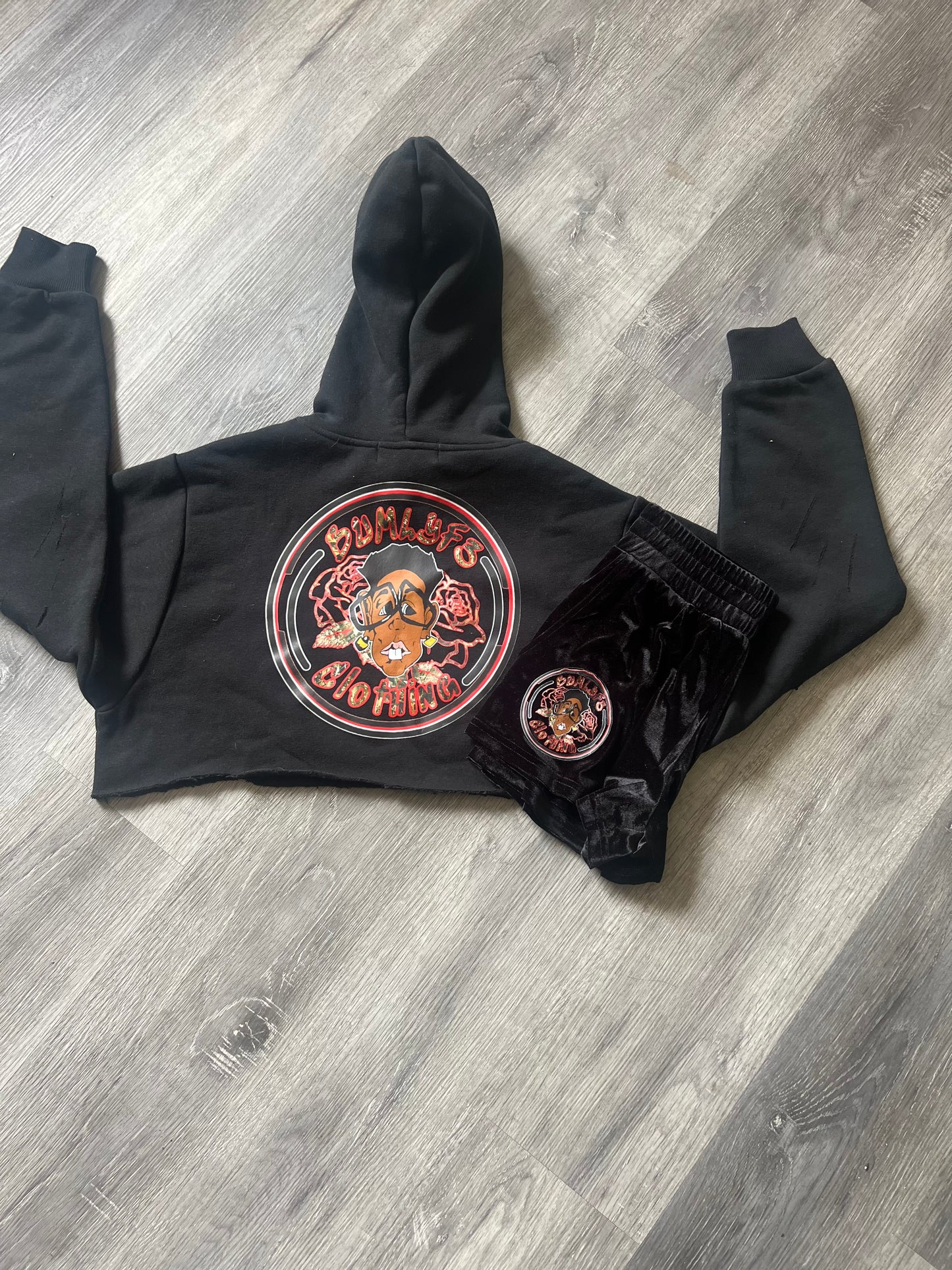 Ladies Cropped/Distressed Hoodie