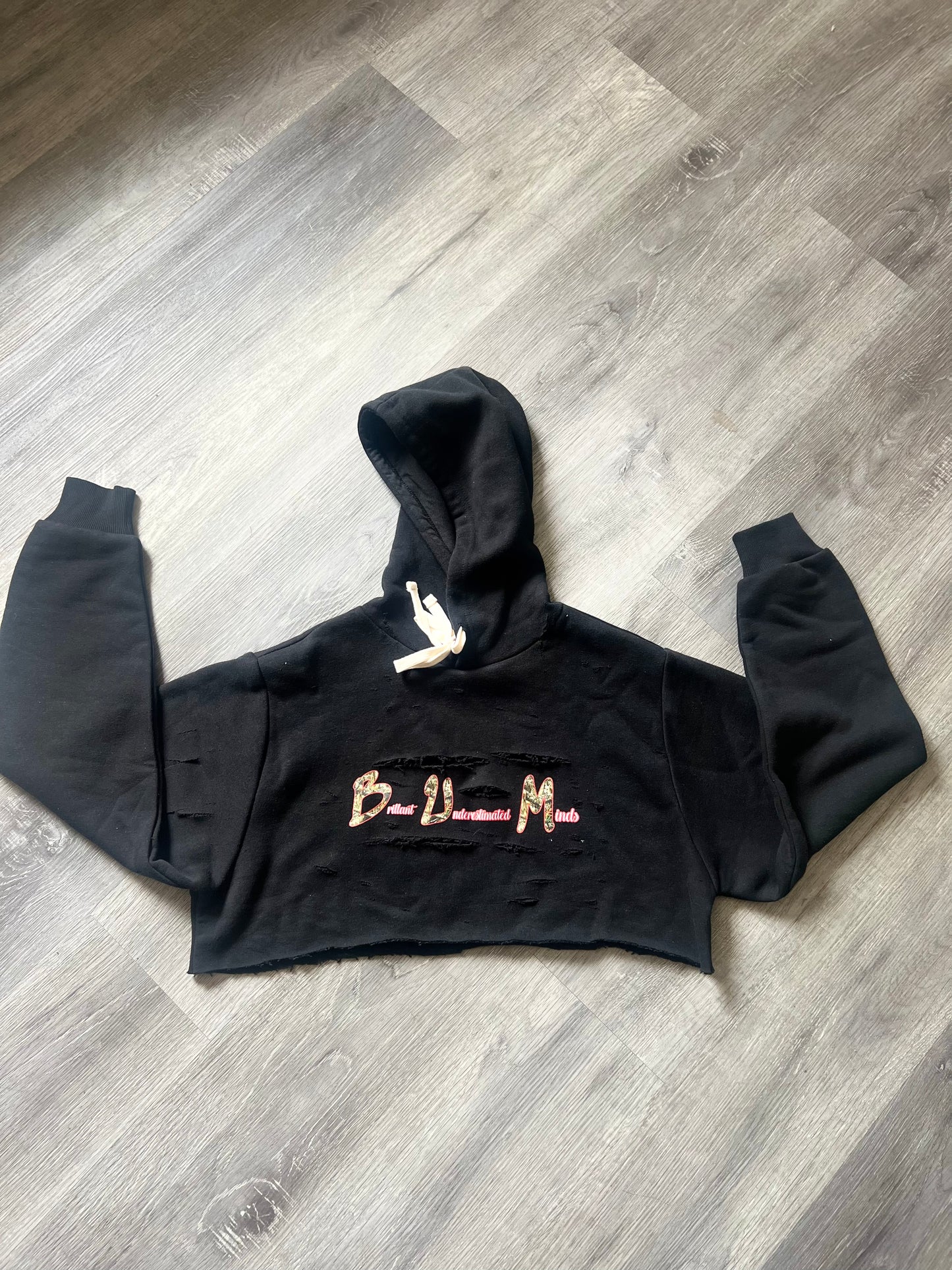 Ladies Cropped/Distressed Hoodie